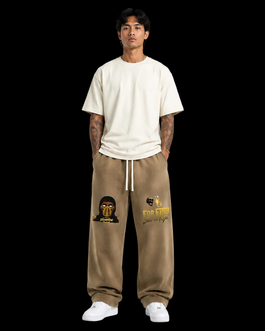FRGN Ninja For The Clan Of Fire Wide-Leg Sunfade Sweatpants